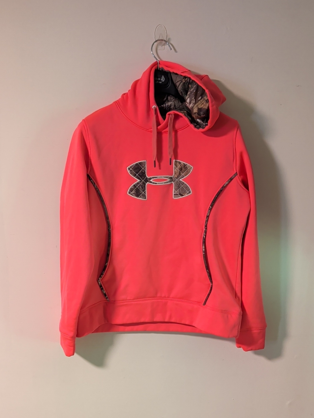 Under Armour Coral Pink Camo Logo Pullover Hoodie